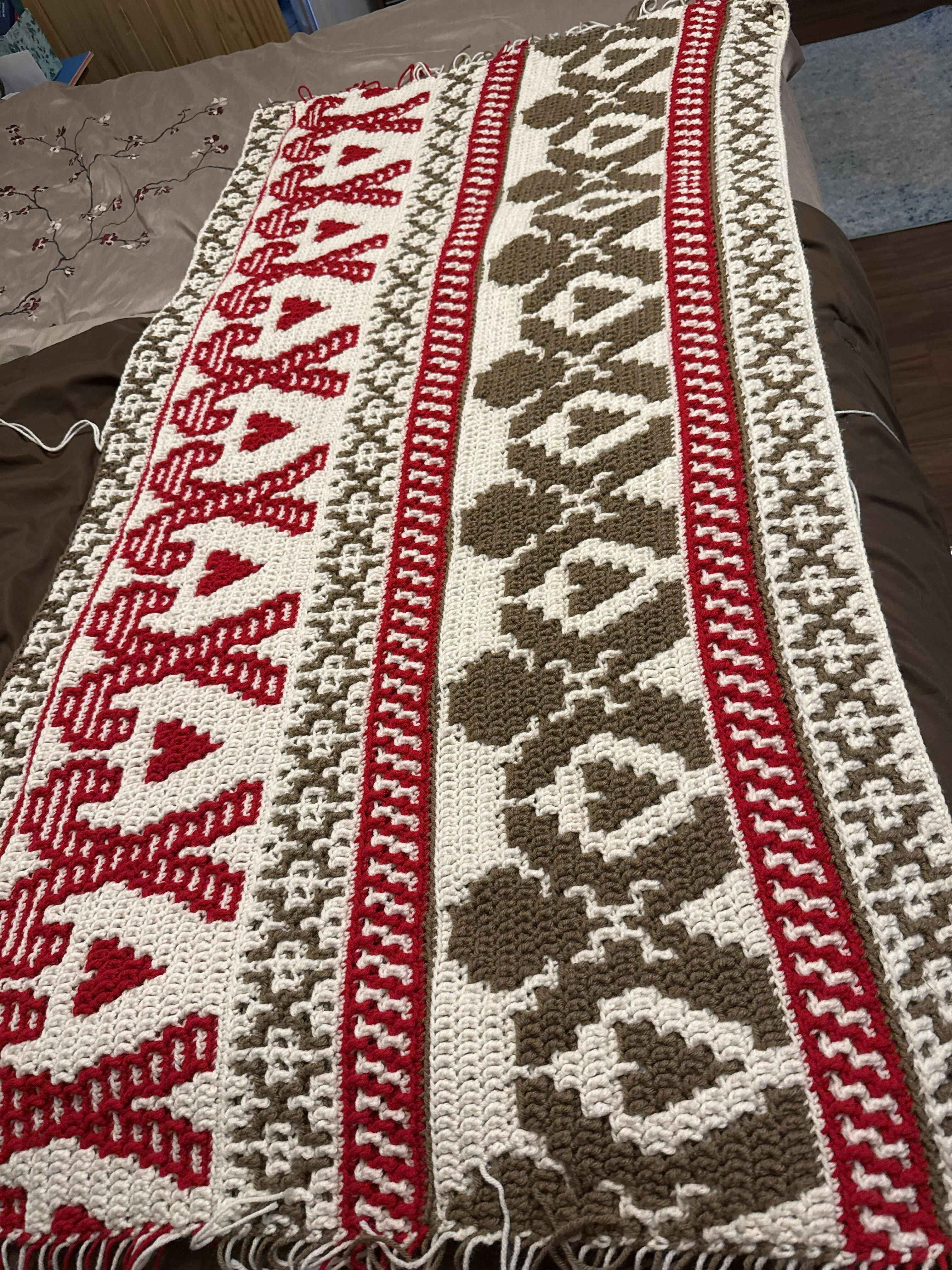 Gingerbread Mosaic Blanket Crochet Kit | Mary Maxim