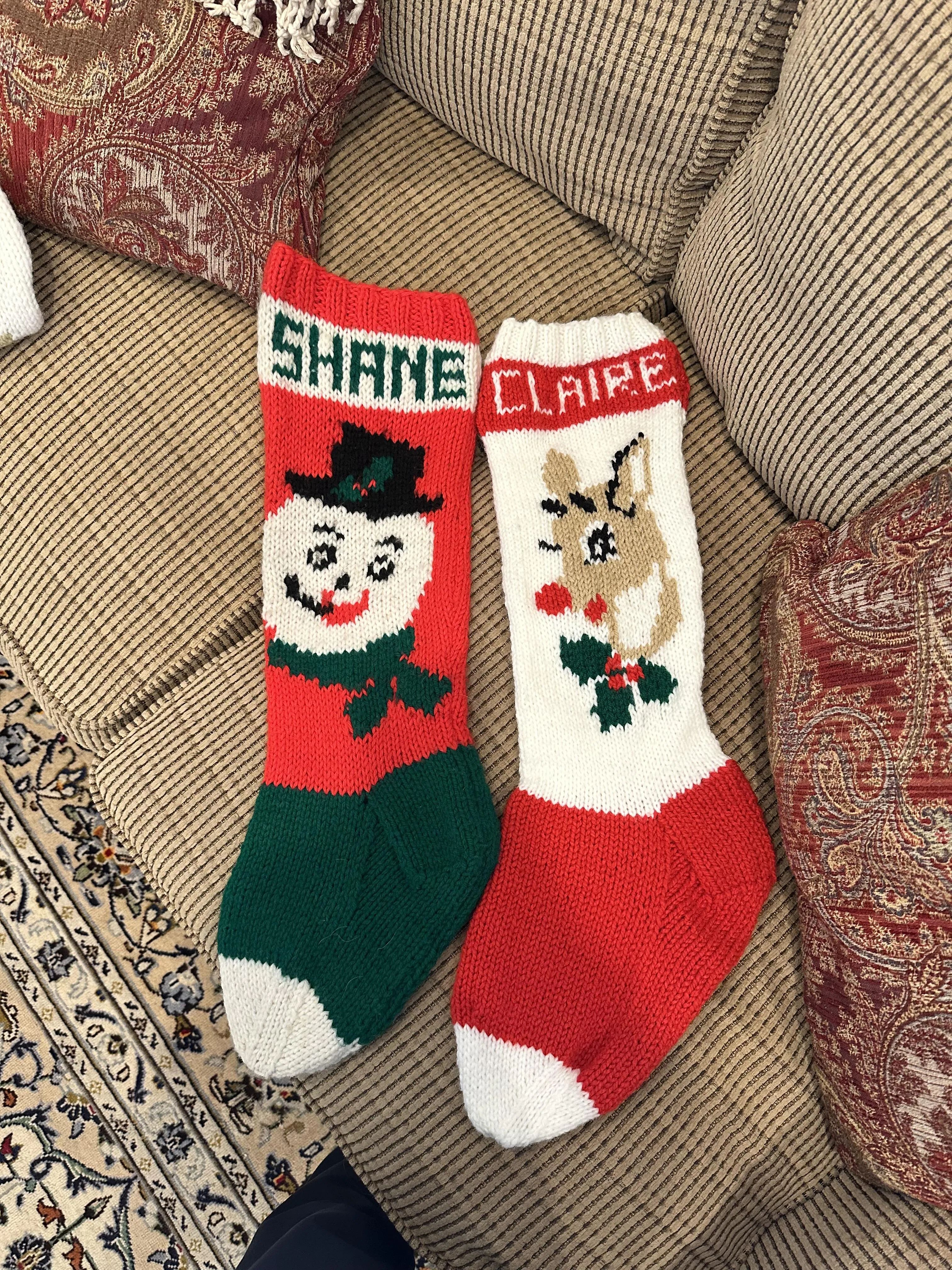 Snowman and Rudolph Stockings Pattern – Mary Maxim
