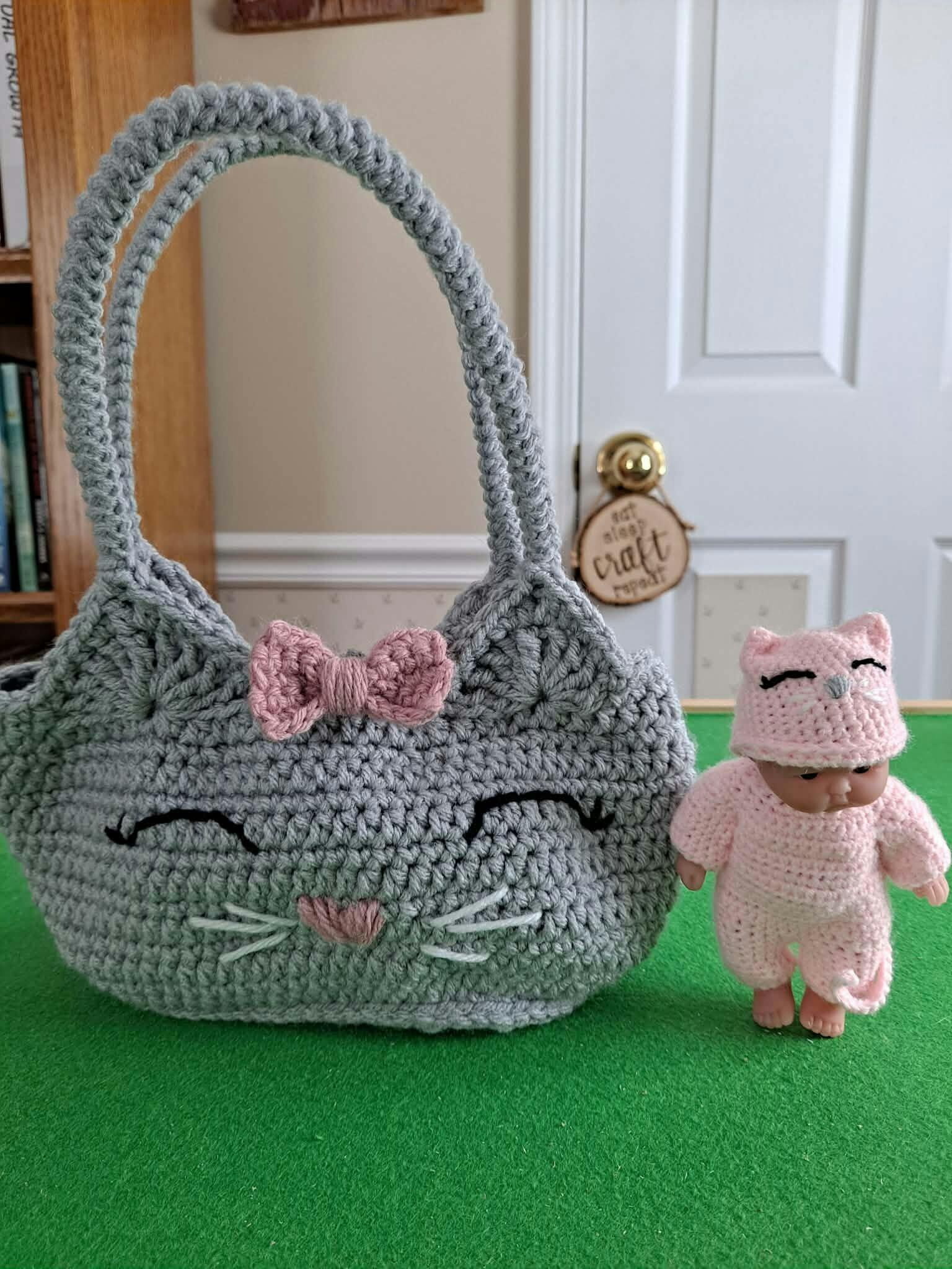 Kitty Kat Bag & Doll – Mary Maxim