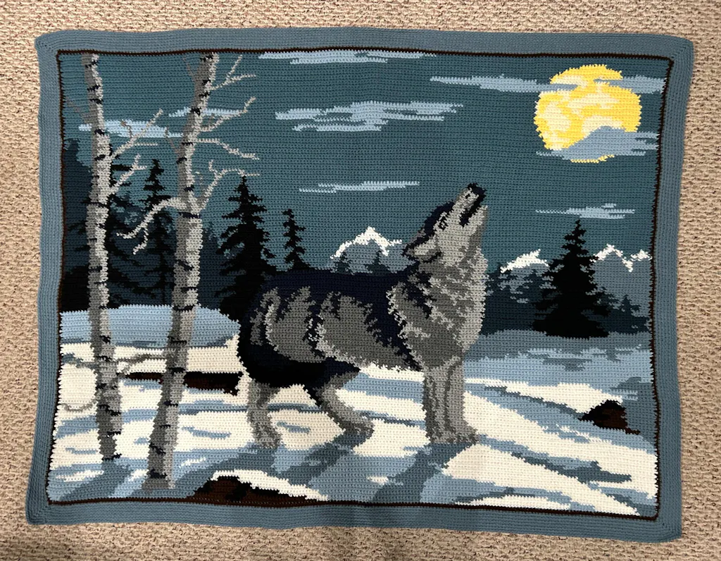 mari☆　100Daysハートデザイン　30Daysフレブルデザイン Lone Wolf Afghan Pattern – Mary Maxim