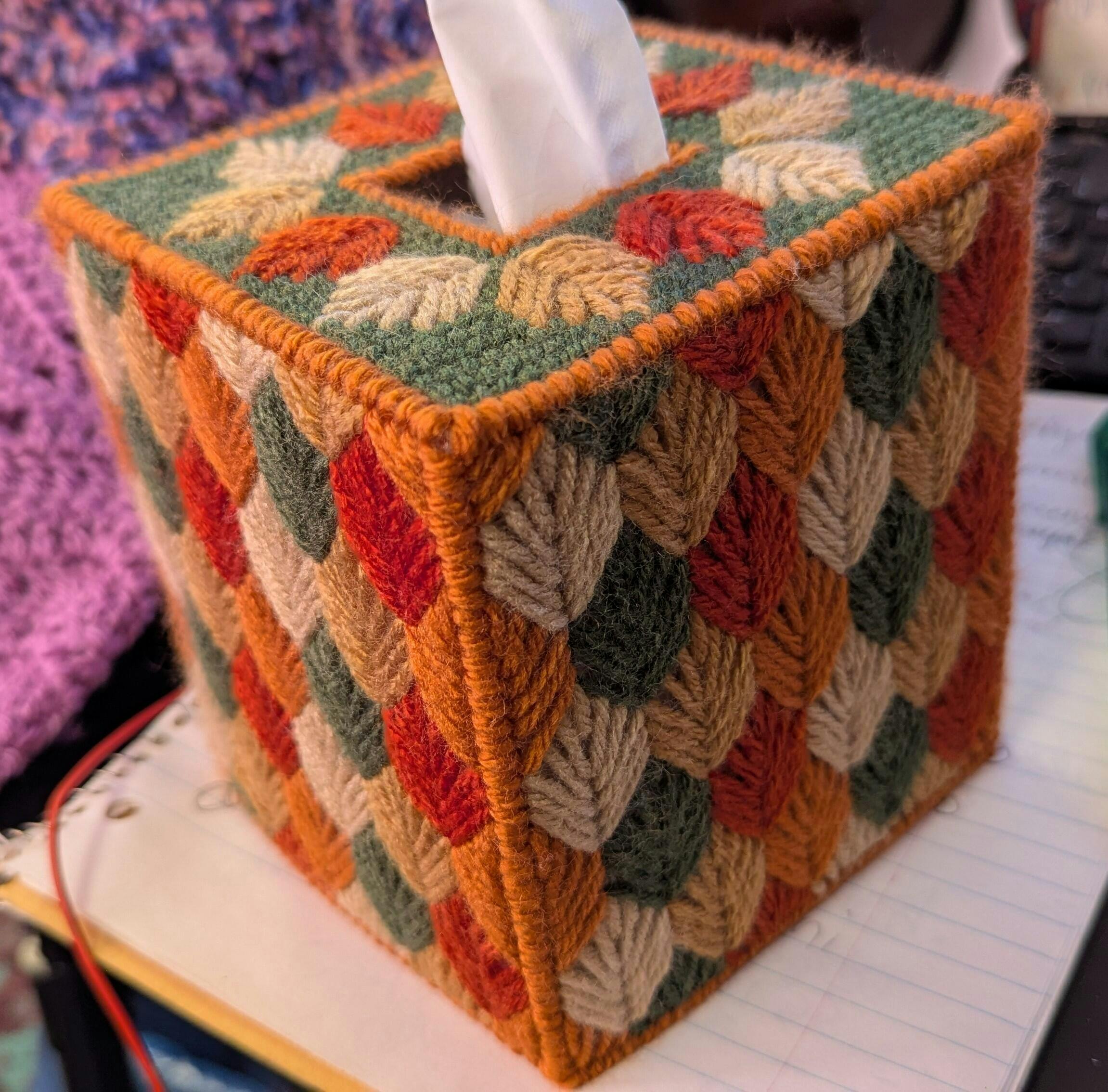 Autumn Leaves Tissue Box Cover Plastic Canvas Kit – Mary Maxim