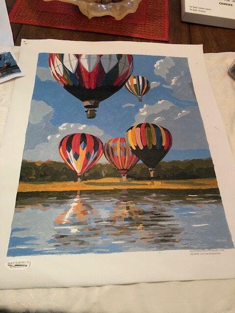 Original popular oil painting of balloons in the park