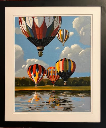 H. good Hargrove original oil painting. Hot Air Balloons