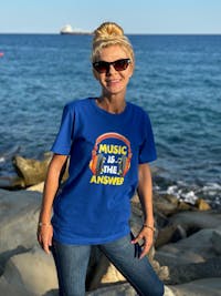 Music is the Answer with Headphones Unisex Staple T-Shirt