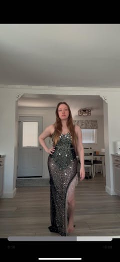 Wylie Rhinestone Mirror Dress -Black