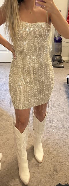 Coconut Pearl Fringe Dress