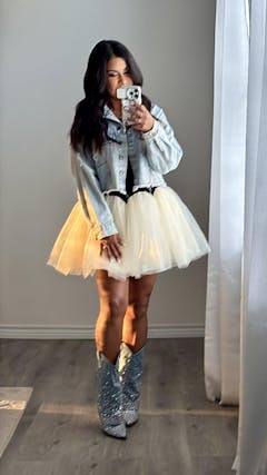 Dolly Denim Rhinestone Boots