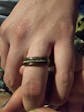 Custom wood, metal, & crushed opal hand made bent wood ring