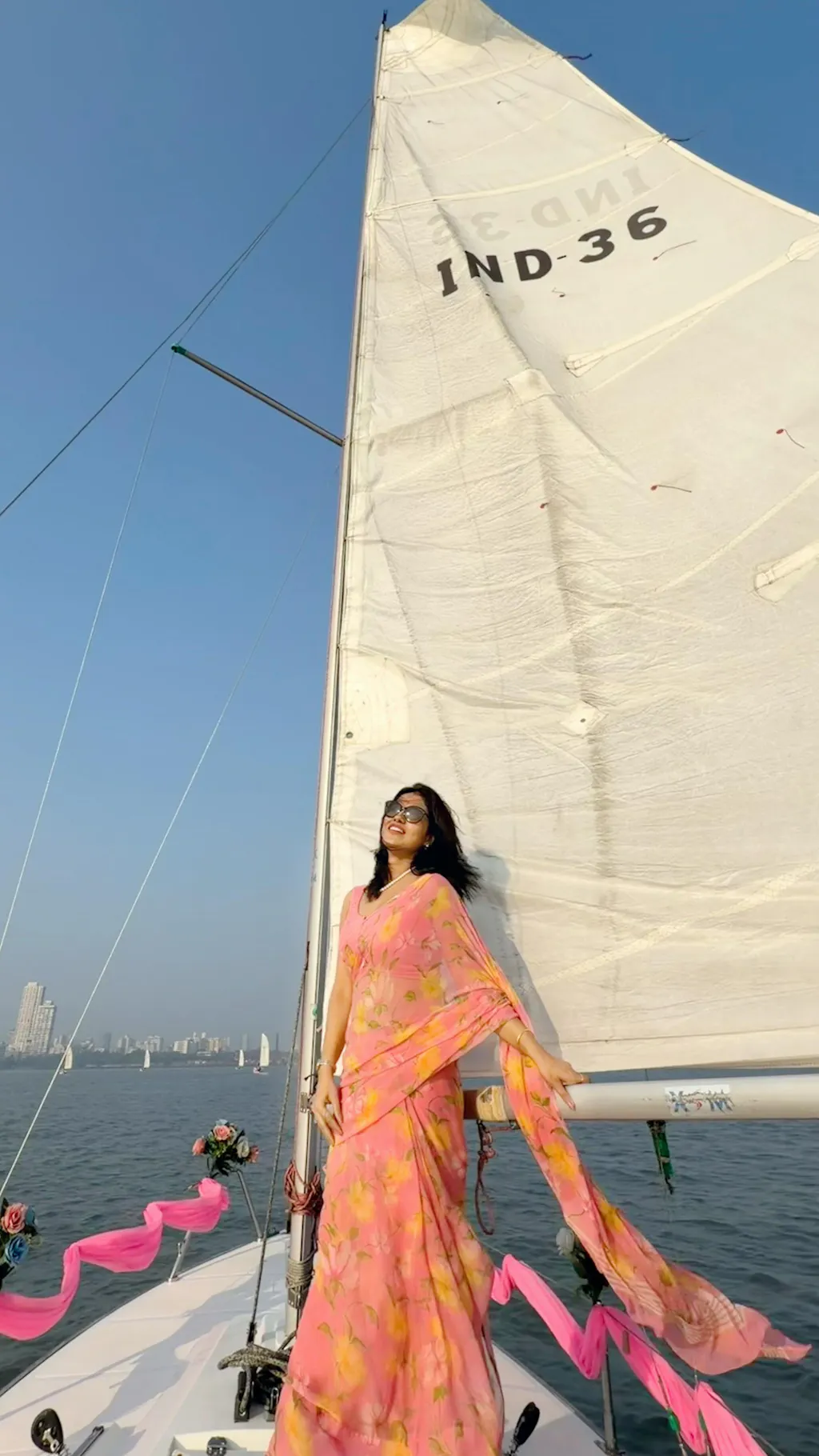 Roselle - Pink Floral Print Pure Chiffon Saree