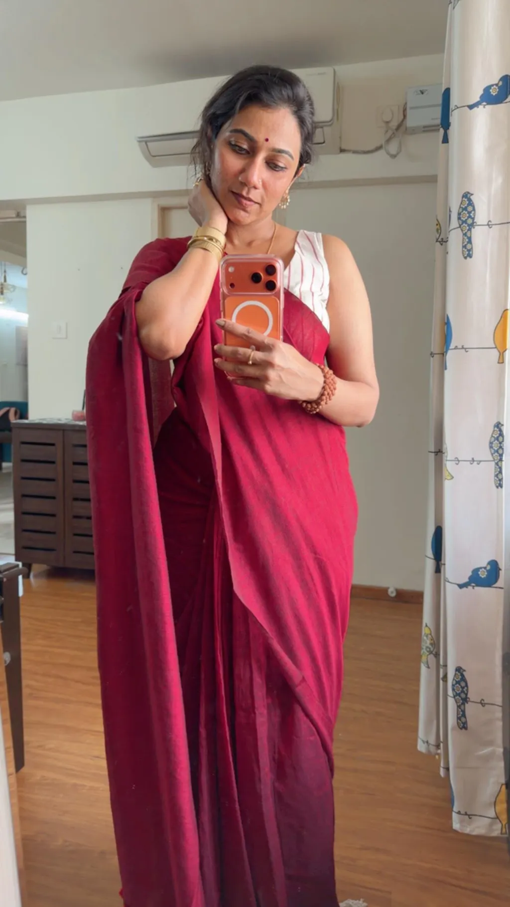 True Garnet - Plain Maroon Mul Modal Saree