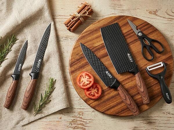 6-Piece High Carbon Steel Knife Set with Cleaver & Scissors – MDHAND