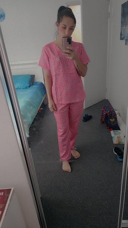 Pink Ripple Scrub Set