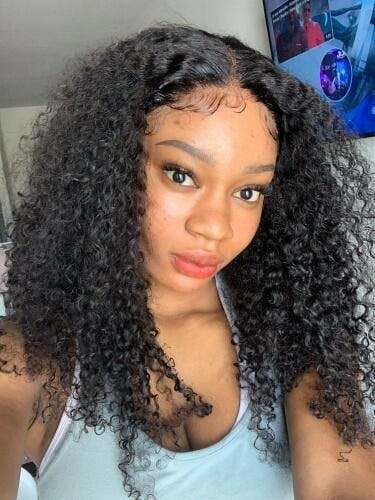 Kinky Curly 360 Lace Frontal Wig Preplucked Brazilian Curly Lace Wig W ...