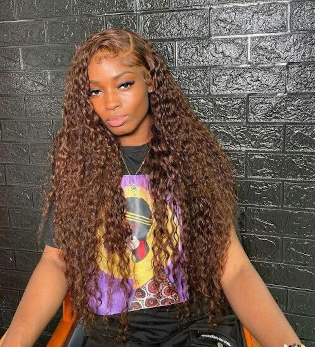 22 inch #4 Color Transparent Lace Frontal Wig Honey Brown Color Wig ...