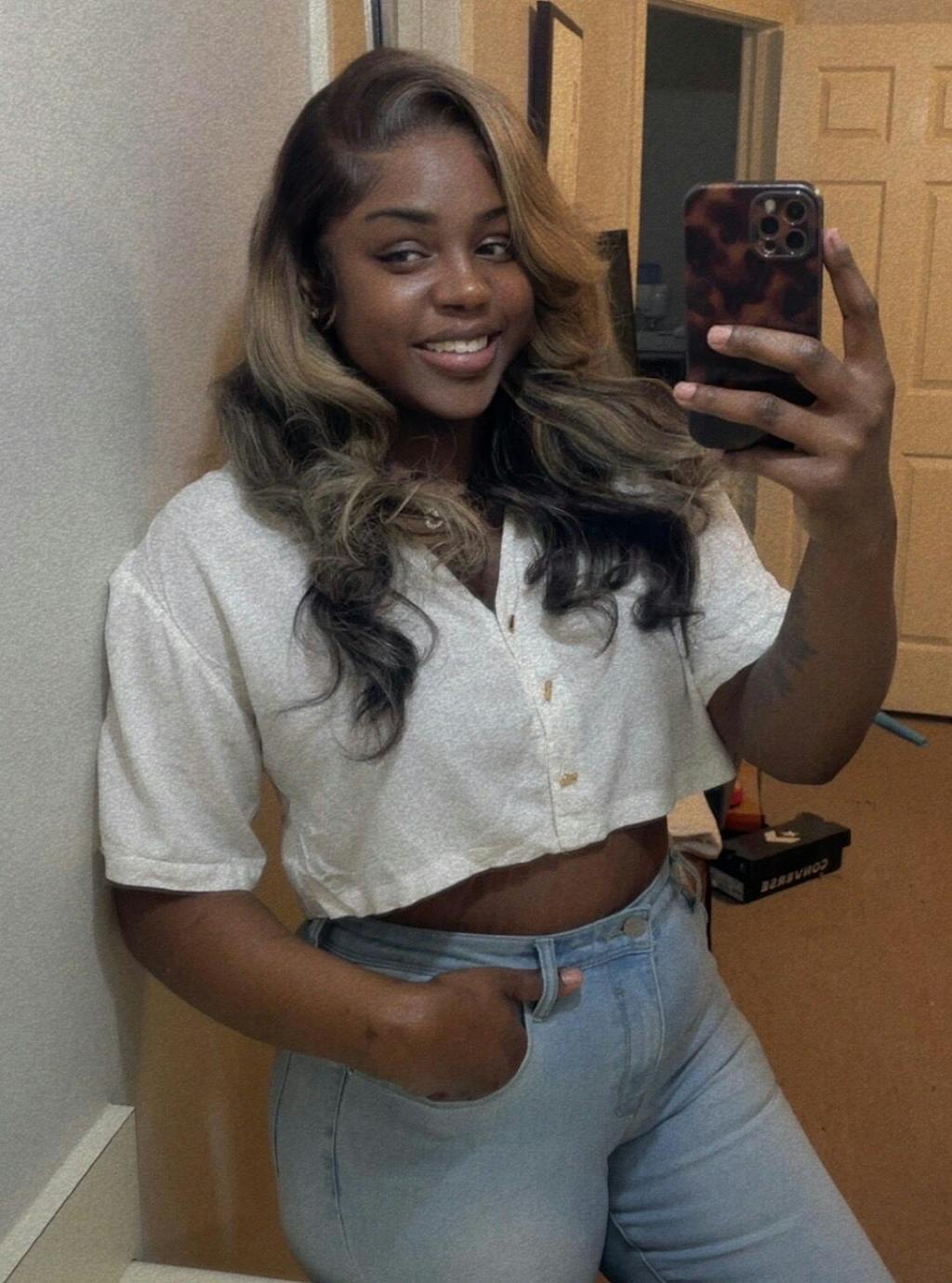 Megalook 13x6 Three-Go™ Ombre Platinum Blonde Balayage Highlights Glueless Wigs Body Wave With Drawstring 100% Human Hair Wig