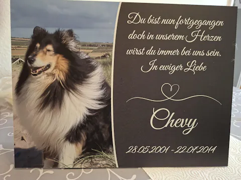 Personalisierte Gedenktafel für Hunde