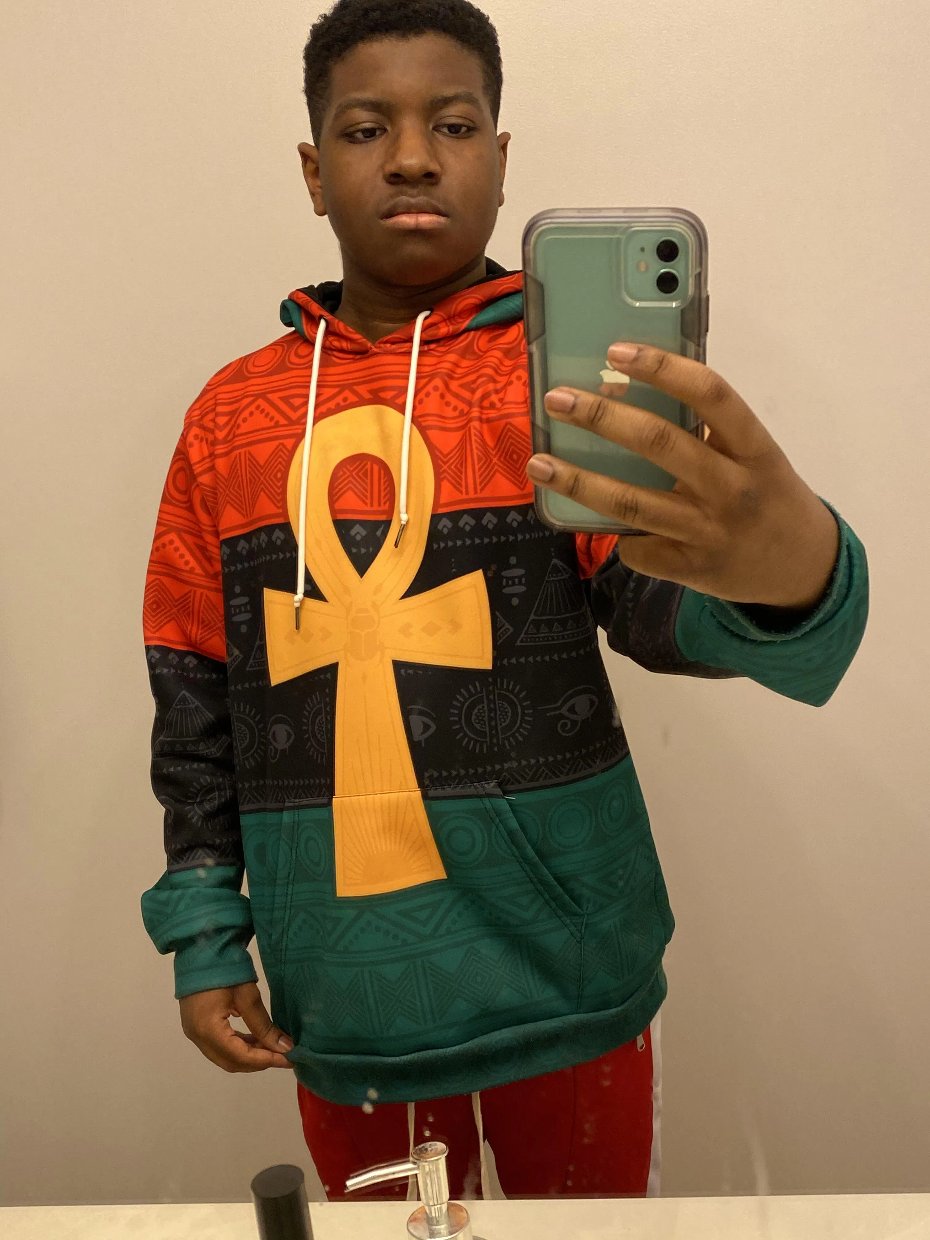 Black Dashiki Kitenge Pocket Hoodie - African Print Streetwear Unisex Hoodie