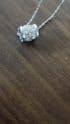 Sterling Silver Clear Cubic Zirconia Minimal Zig-Zag Pattern Ring Pendant Necklace