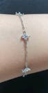 Stainless Steel Four Leaf Clover Cubic Zirconia Adjustable Station Bracelet