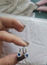 Sapphire Blue Solitaire Cubic Zirconia Luxury Huggie Hoops