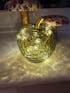 Green Glass Apple LED Lamp with Gold Stem, 11cm