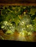 Pear-shaped Green Glass Decorative LED Lamp with Gold Stem, 18cm
