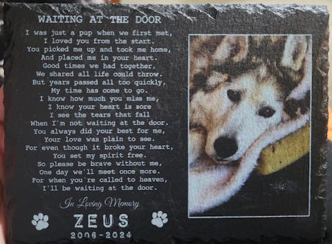 Waiting At The Door - Personalized Dog Memorial Stone