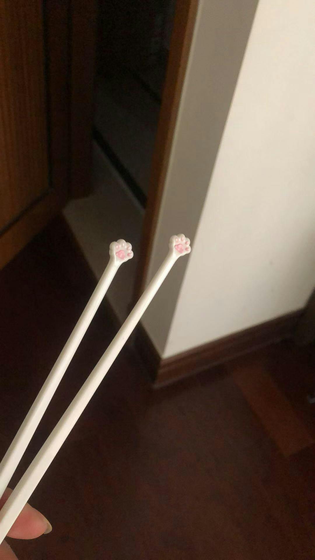 Cat Paw Chopsticks - 2 Pairs Cute Pink Paw Print Reusable Eating Chopsticks For Cat Lovers