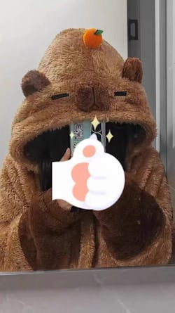 Cartoon Capybara Plush Hooded Pajamas Set