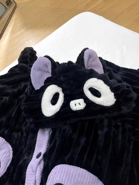 Cartoon Bat Wings Plush Hooded Pajamas Set