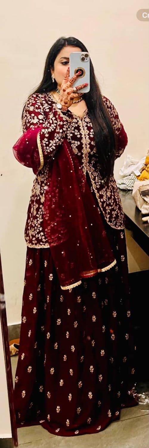 Maroon Festive Embroidered Lehenga Set