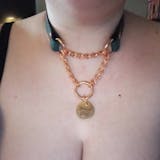 Emerald Green Custom Engraved Leather Martingale Day Collar - Rose Gold Round Pendant