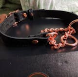 Black Leather & Rose Gold Martingale Amare Day Collar