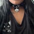 Black Premium Leather BDSM Bow Collar & Leash with Custom Engraved Silver Love Heart Pendant