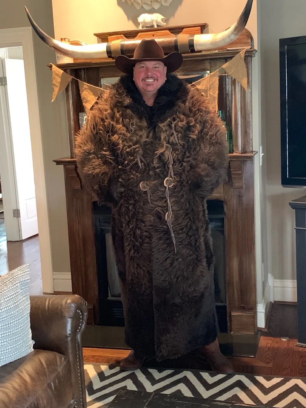 Natural Buffalo Fur Coat FullLength Custom Tailored Handmade in USA