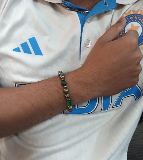 Fortune Pyrite & Malachite Natural Stone Bracelet with Magsnap2