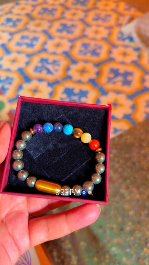 Money Magnet Pyrite 7 Chakra Natural Stone Bracelet