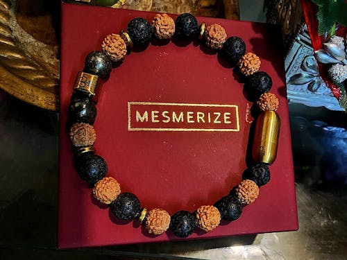 Spiritual Rudraksh Pyrite Trishul Bracelet