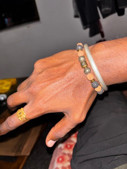 Spiritual Rudraksh Pyrite Trishul Bracelet