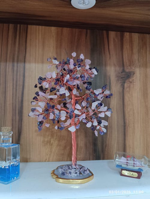 Amethyst & Rose Quartz Combo Tree With Natural Agate Base