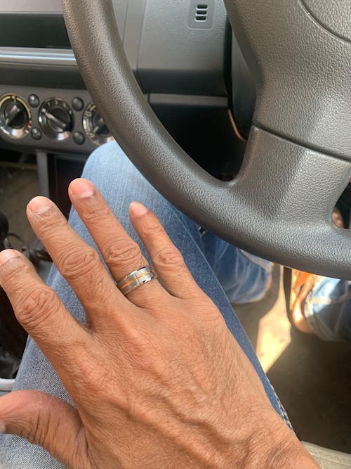 Gold Streak Tungsten Carbide Band Ring