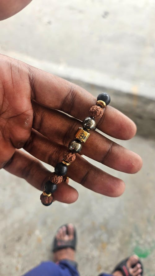 Spiritual Rudraksh Pyrite Trishul Bracelet