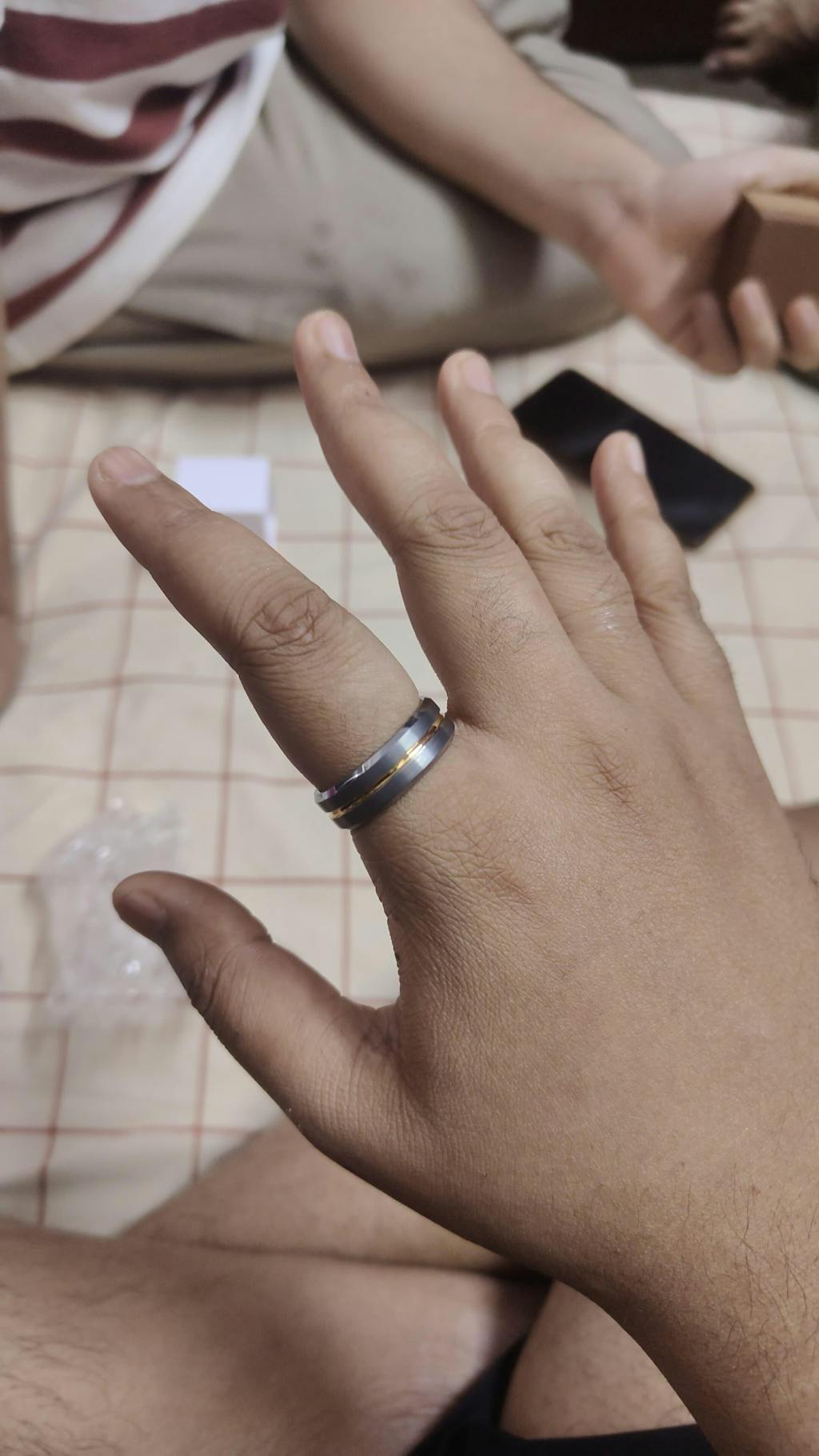 Gold Streak Tungsten Carbide Band Ring