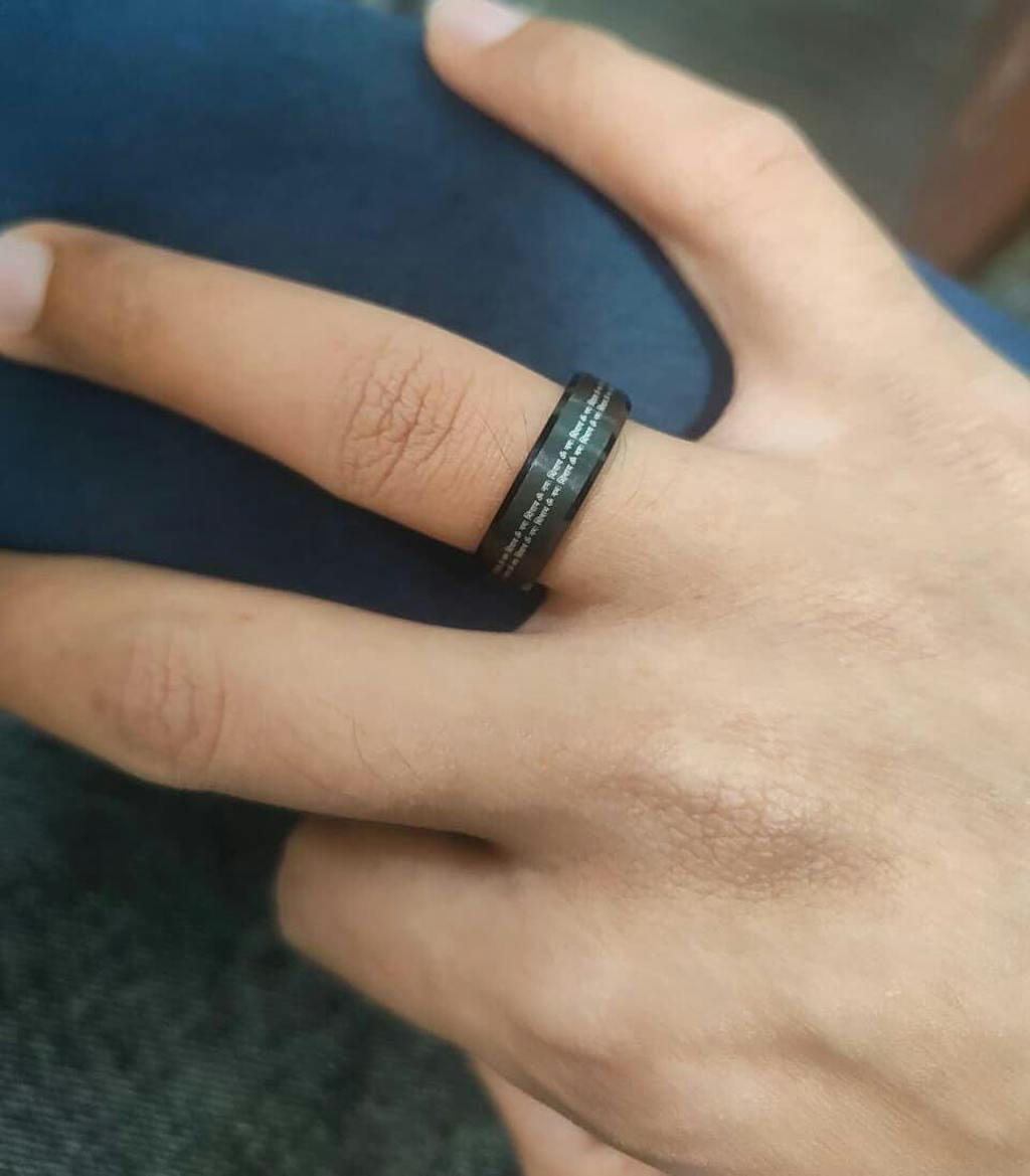 Positivity Hanuman Chalisa 9 Verse MicroCarved Beveled Ring