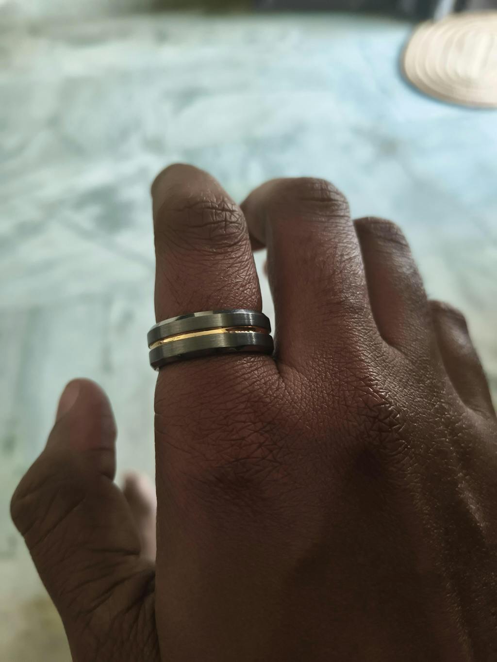 Gold Streak Tungsten Carbide Band Ring