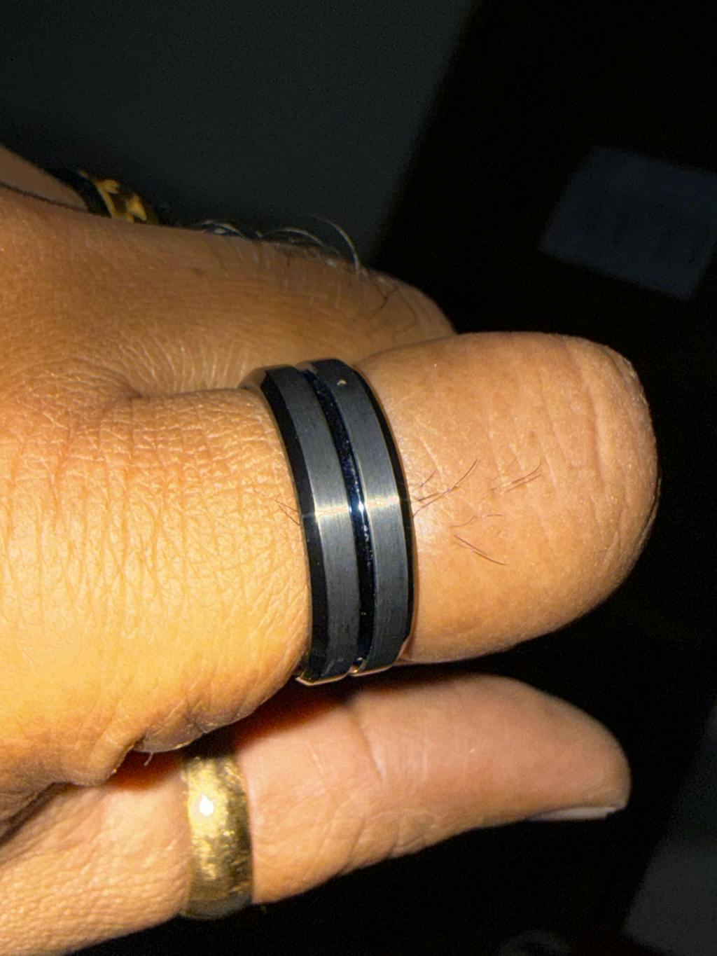 Blue Streak Tungsten Carbide Band Ring