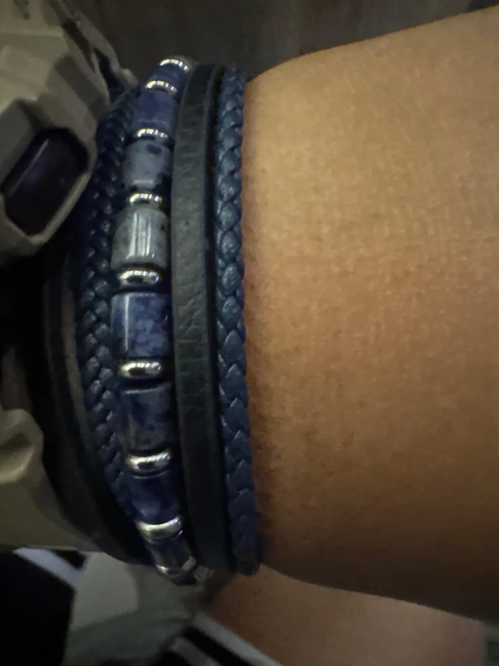 Wisdom Lapis Barrel Beads NeoLeather Bracelet With MagSlide