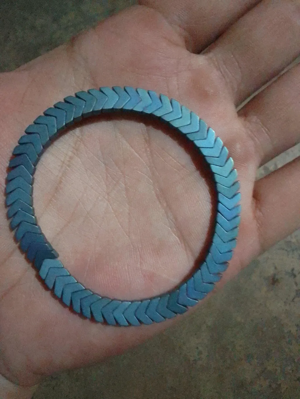 Steel Blue Hematite Stack Natural Stone Bracelet