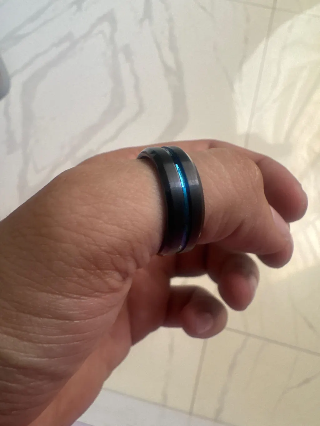 Blue Streak Tungsten Carbide Band Ring