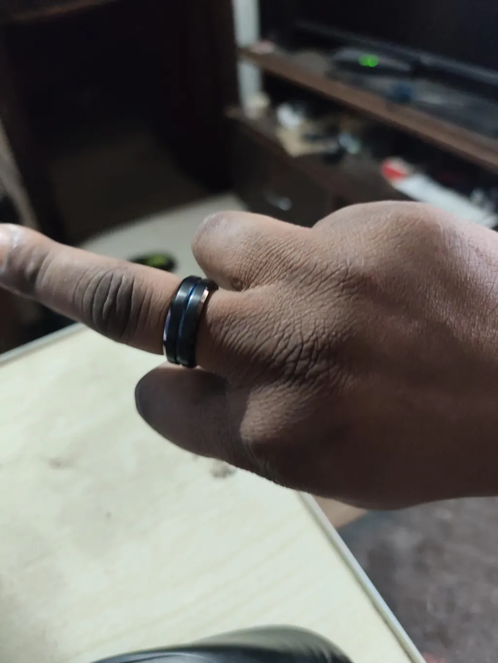 Blue Streak Tungsten Carbide Band Ring